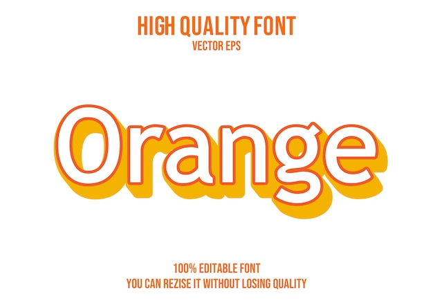 Orange vector text font effect