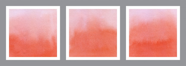 Orange watercolor background set