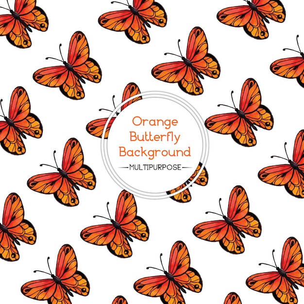 「オレンジ色の水彩蝶の背景」