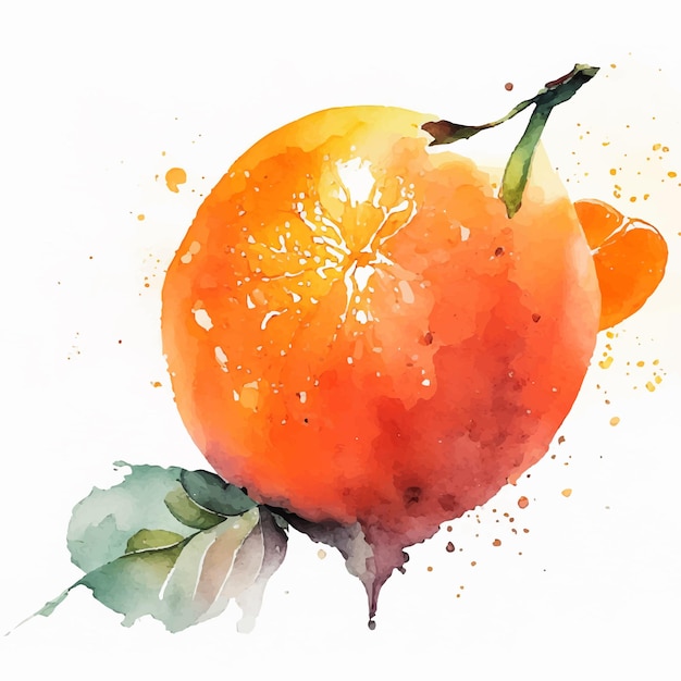 orange watercolor fruit illustration vector