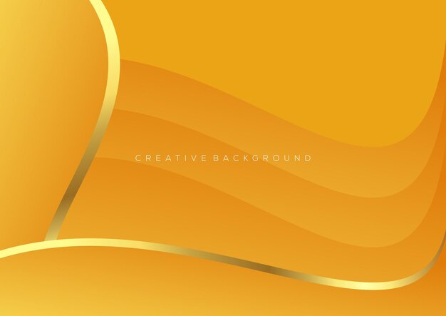 Orange wave background with luxury line design