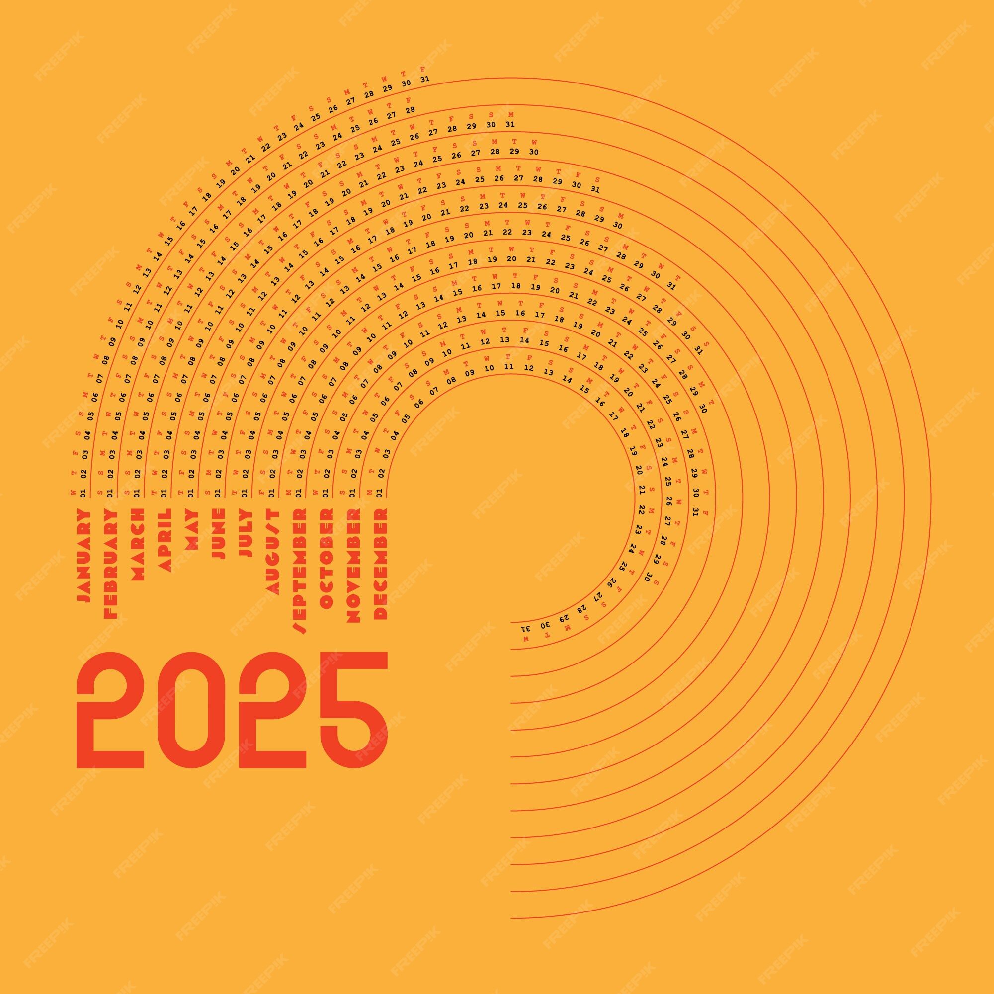 Premium Vector ORANGE WAVY 2025 CALENDAR CREATIVE DESIGN