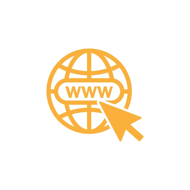 Iconica del sito web isolata su sfondo bianco arancione