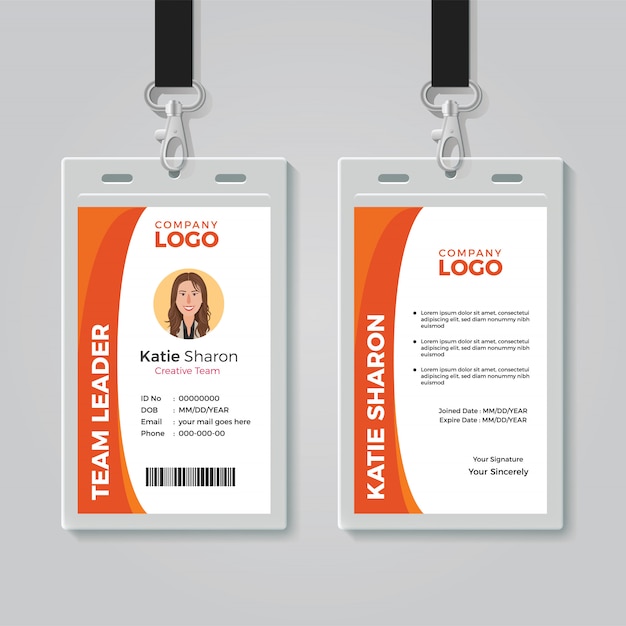 Orange and white corporate id card template