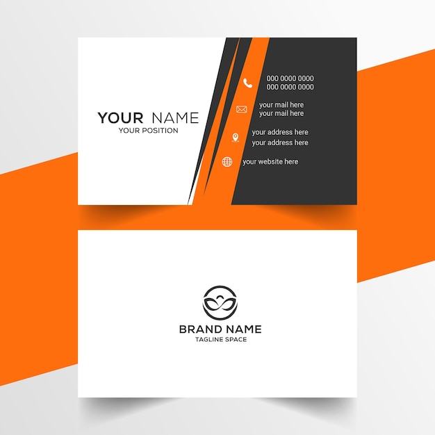 Vector orange and white minimal business card design