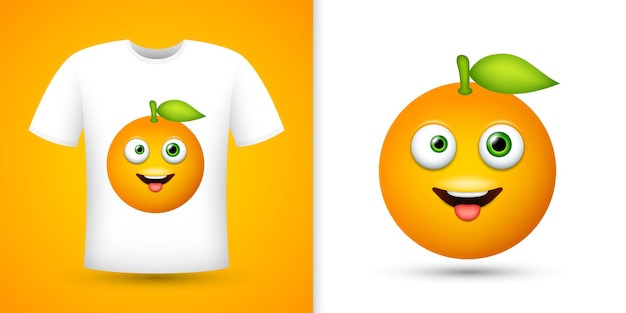 Orange on white shirt vector