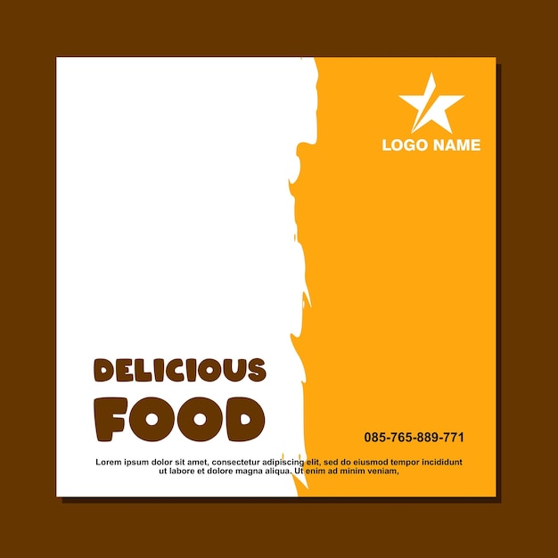 orange and white social media post template design for food promotion