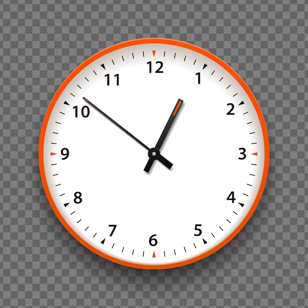 Оранжевый и белый настенный значок часов офиса с числами.