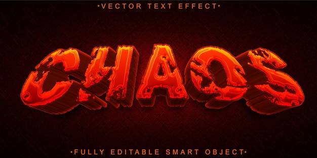 Vector orange worn chaos vector fully editable smart object text effect