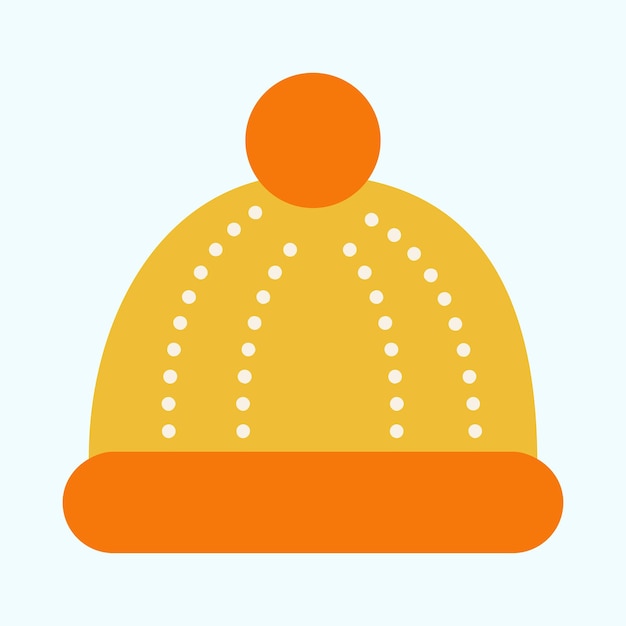 Orange And Yellow Beanie Hat Element In Flat Style