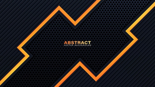 Orange yellow and black abstract metallic frame layout design tech innovation concept background. vector graphic.