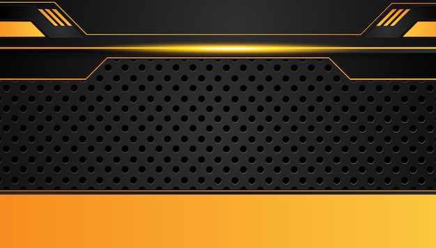 Orange yellow and black abstract metallic frame layout tech innovation concept background