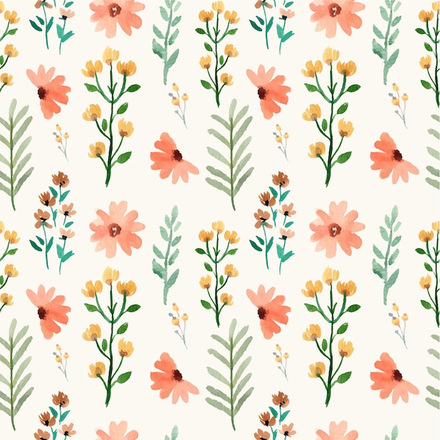 Orange Yellow Blossoms Watercolor pattern