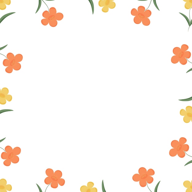 Orange and Yellow Flower Border with Space for Text Vector