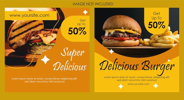 Orange and yellow modern simple burger promotion social media post template