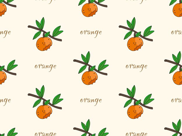 Апельсины мультипликационный персонаж бесшовный узор на оранжевом фоне