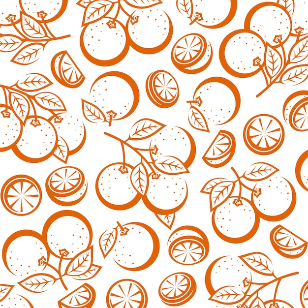 Oranges pattern background set Collection icons orange Vector