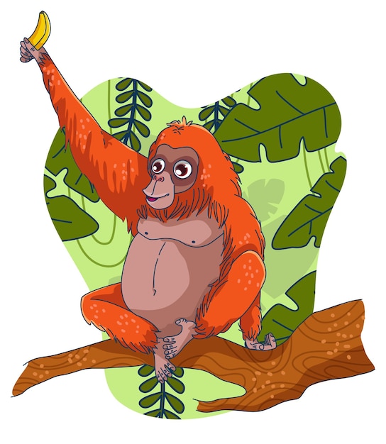 オランウータンのイラスト プレミアムベクター