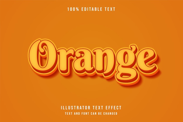 Oranje, 3d bewerkbaar teksteffect gele gradatie oranje stijl
