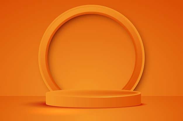 Oranje 3D-podium voor het tentoonstellen van producten
