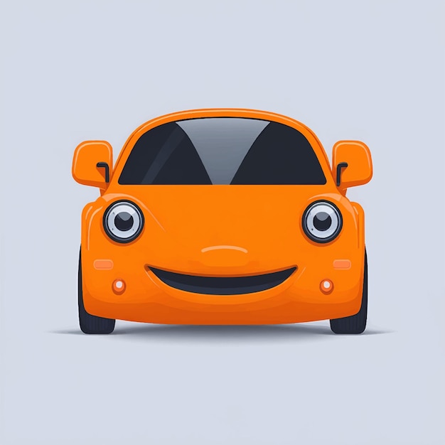 Oranje auto emoticon grappige auto gezicht karakter glimlacht iconen vectorillustratie