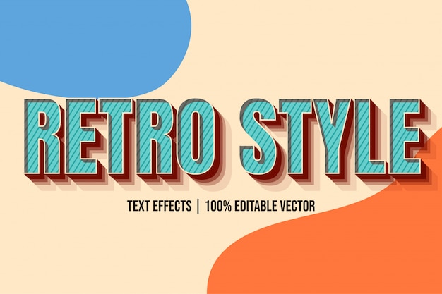 Vector oranje blauw modern oud retro-stijl teksteffect