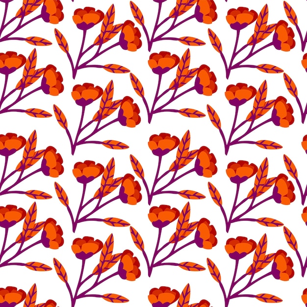 oranje bloem vector naadloze patroon op witte achtergrond