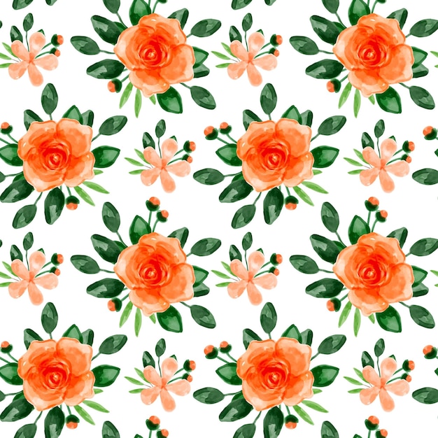 Oranje bloemen aquarel naadloos patroon