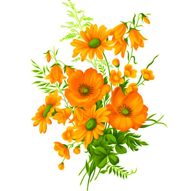 Vector oranje bloemen op een witte achtergrond