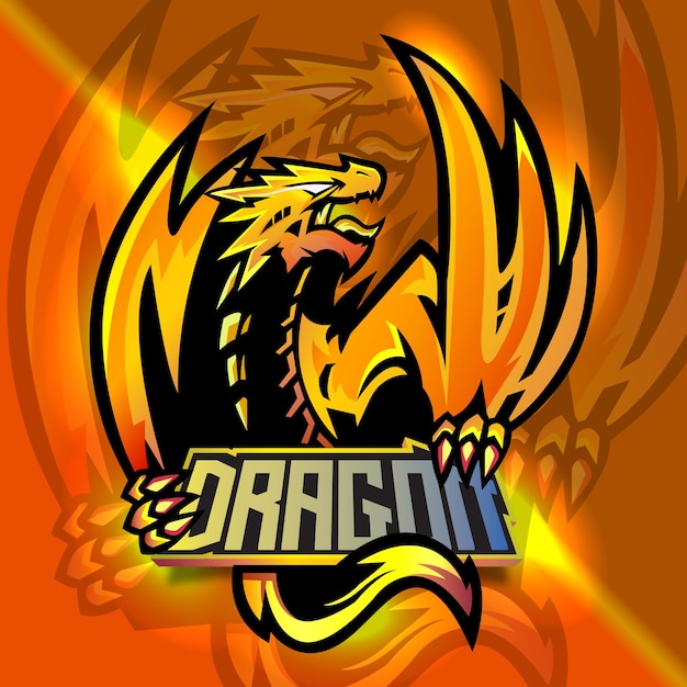 ORANJE DRAAK ESPORT LOGO-ONTWERP MET BEWERKBARE TEKST