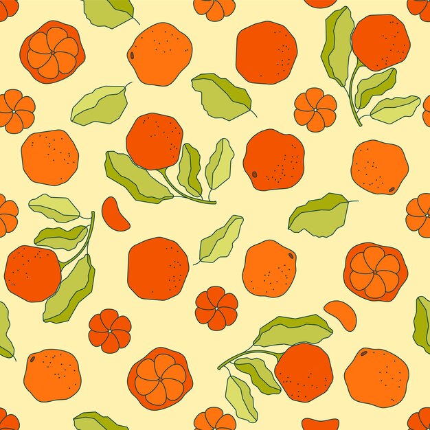 Vector oranje en blad stijl naadloze patroon vector illustratie