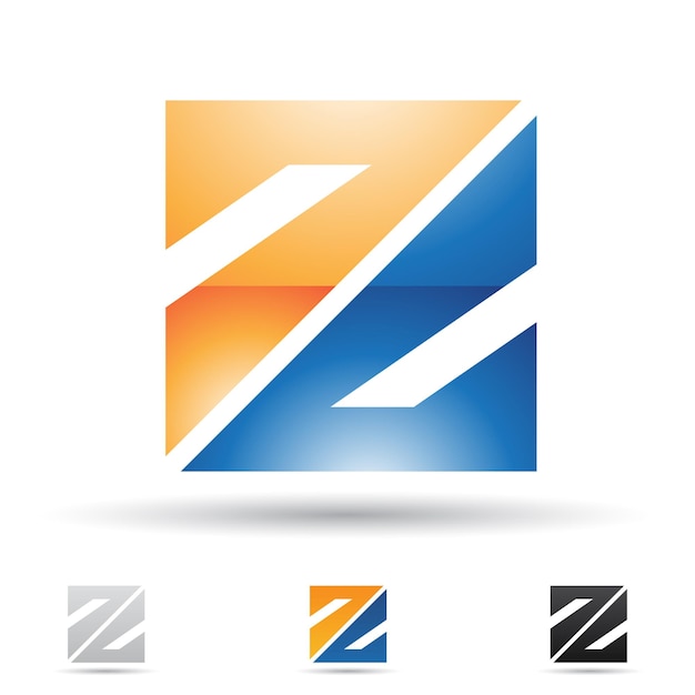 Oranje en blauw glanzend abstract logo icoon van vierkante letter z met driehoeken