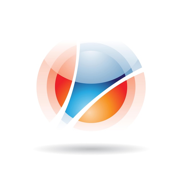 Oranje en blauwe baan als bol abstract logo icoon