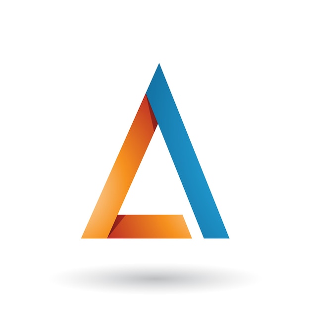 Oranje en blauwe gevouwen driehoek letter a vectorillustratie