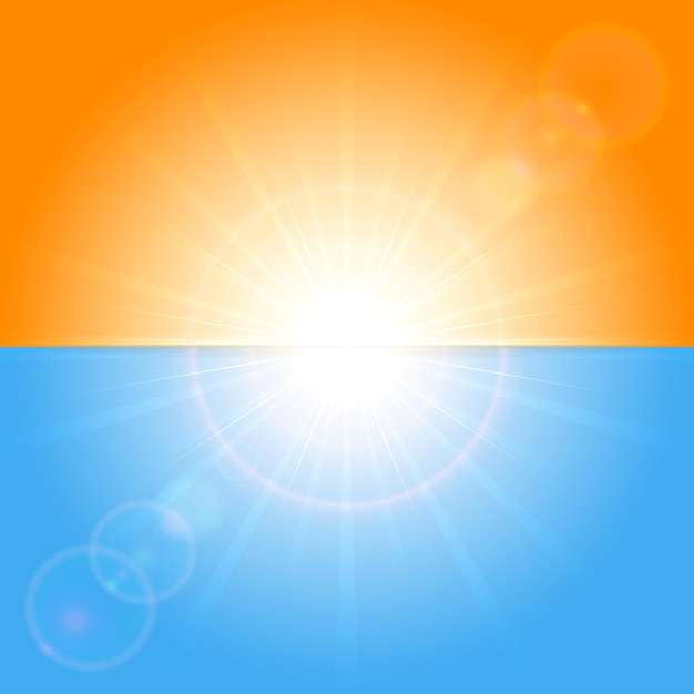 Oranje en blauwe zonnige achtergrond