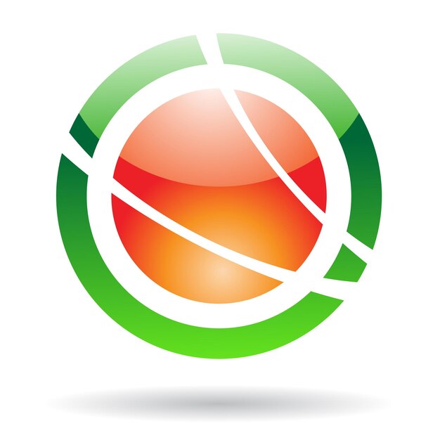 Oranje en groene glanzende baan als abstract logo-pictogram