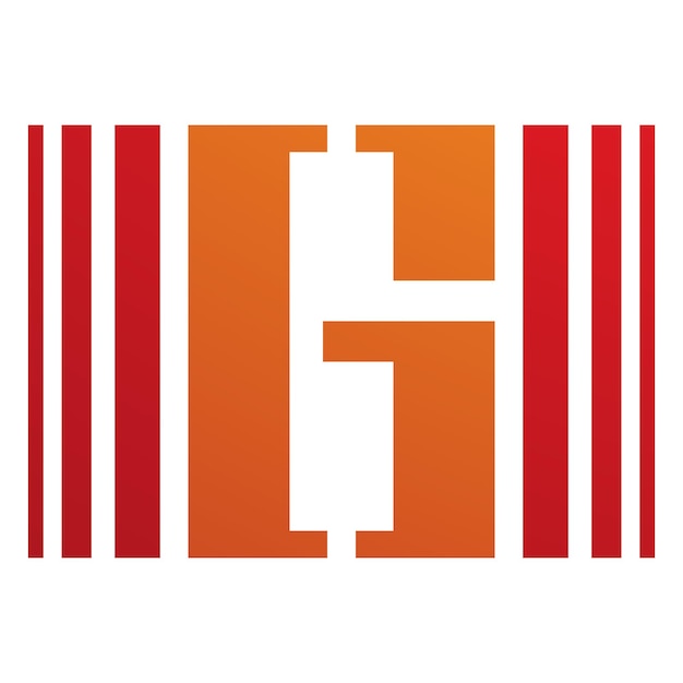 Oranje en rode letter G pictogram met verticale strepen