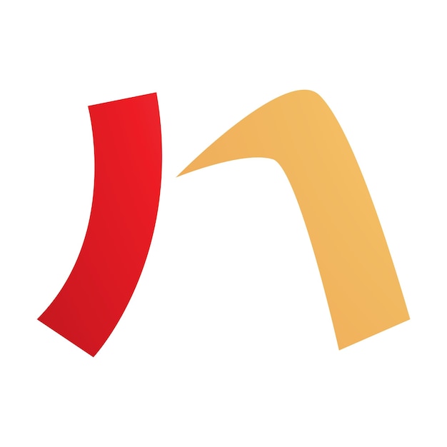 Oranje en rode letter N-pictogram met een gebogen rechthoek