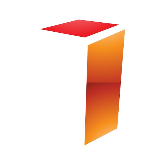 Oranje en rood glanzend gevouwen letter I-pictogram