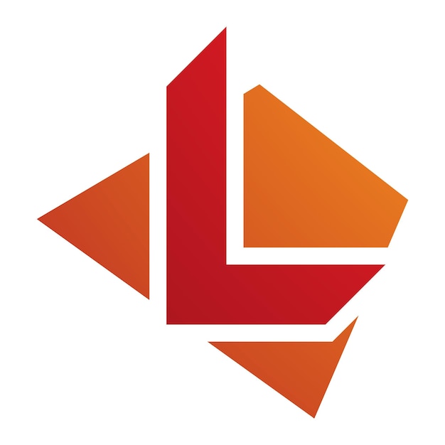 Oranje en rood trapeziumvormig L-letterpictogram