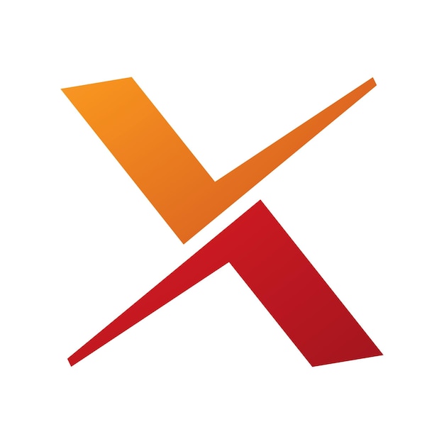 Oranje en rood vinkje vormige Letter X-pictogram