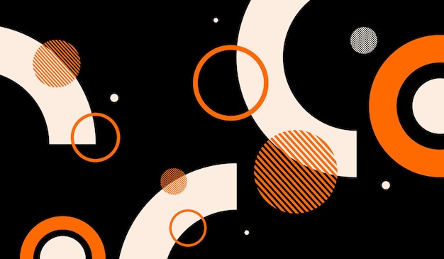 Oranje en witte abstracte vormen met zwarte achtergrond vectorontwerp