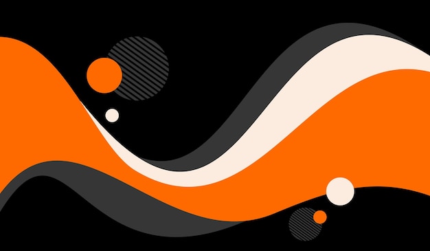 Oranje en witte abstracte vormen met zwarte achtergrond vectorontwerp