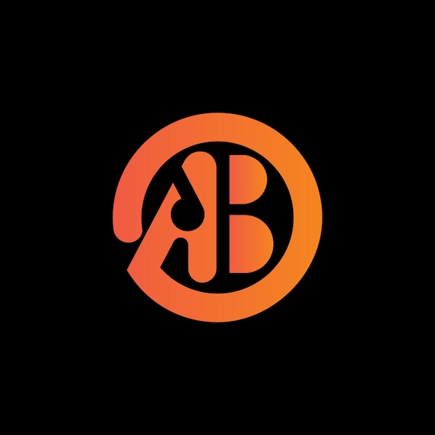 Vector oranje en zwart logo met de letter ab in een cirkel voor muzieklogo