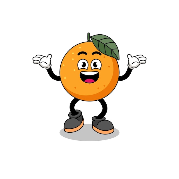 Oranje fruit cartoon zoeken met gelukkig gebaar karakterontwerp