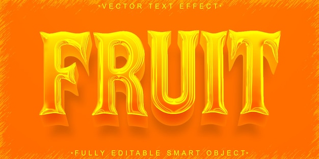 Oranje Fruit Cute Vector Volledig bewerkbaar Smart Object Text Effect