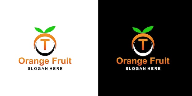 Oranje fruit logo letter T