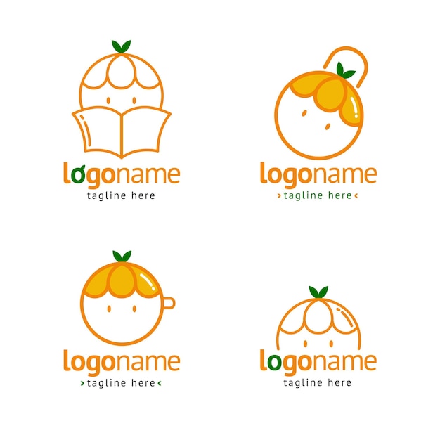 Oranje fruit logo ontwerpset