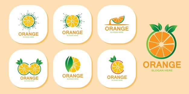 Oranje fruit logo pictogram vector plant inspiratie illustratie