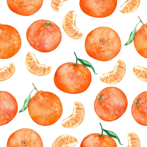 Oranje fruit naadloze patroon aquarel